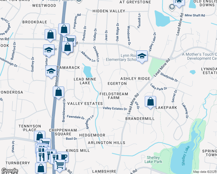 map of restaurants, bars, coffee shops, grocery stores, and more near 5912 Stable Court in Raleigh