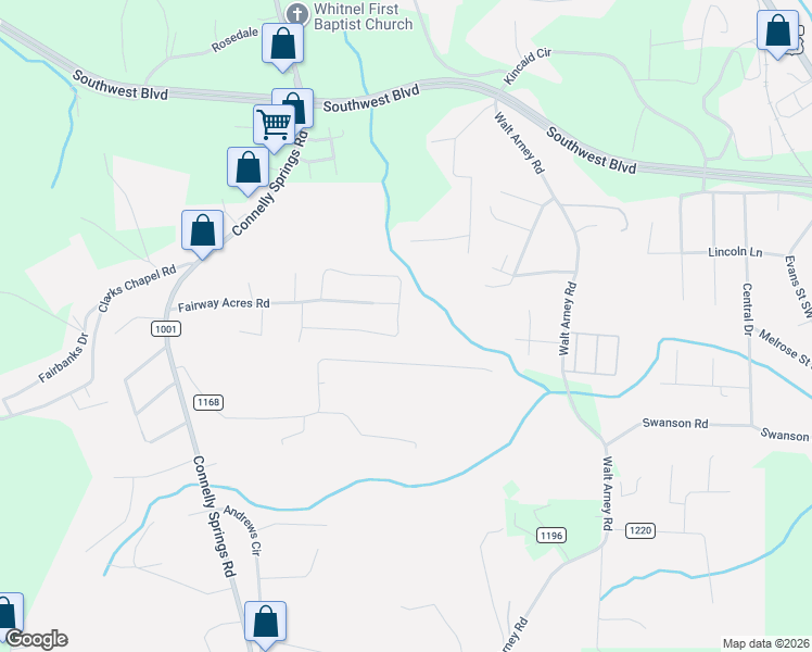 map of restaurants, bars, coffee shops, grocery stores, and more near 2739 Fairway Acres Circle in Cajah's Mountain