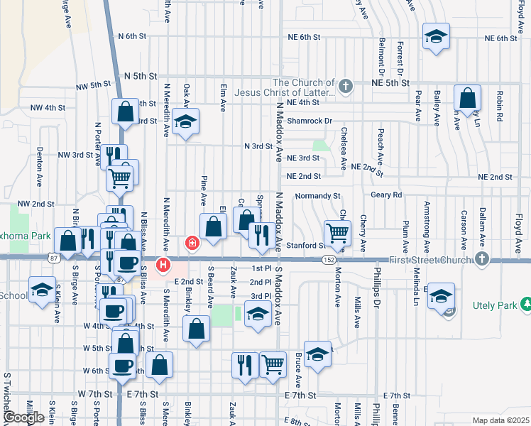 map of restaurants, bars, coffee shops, grocery stores, and more near 117 North Maddox Avenue in Dumas
