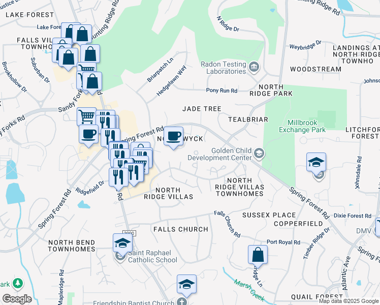 map of restaurants, bars, coffee shops, grocery stores, and more near 1541 Hemphill Drive in Raleigh