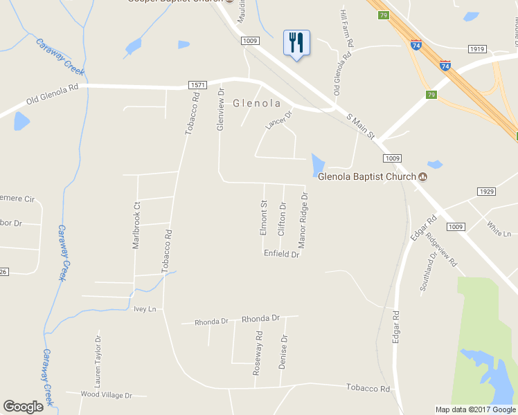 map of restaurants, bars, coffee shops, grocery stores, and more near 5183 Elmont Street in Archdale