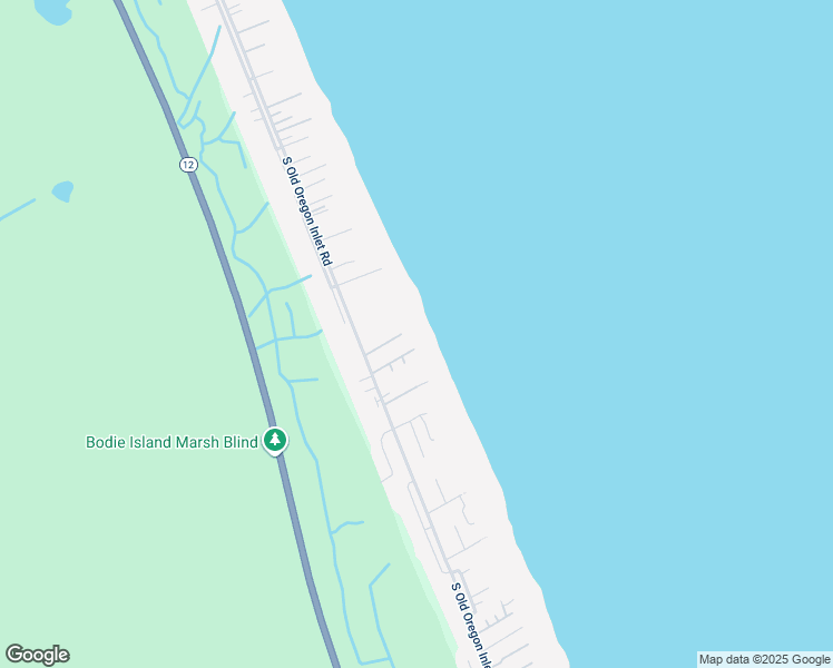 map of restaurants, bars, coffee shops, grocery stores, and more near 9633 East Spencer Street in Nags Head