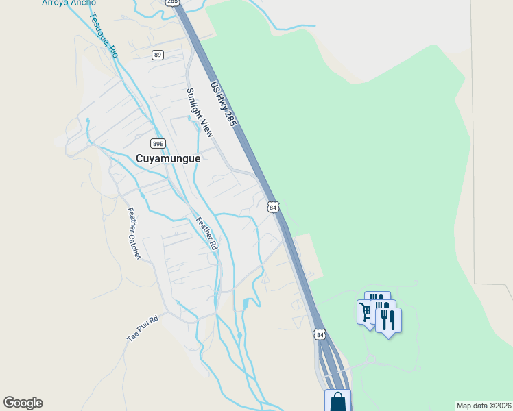 map of restaurants, bars, coffee shops, grocery stores, and more near 17841 U.S. 84 in Cuyamungue