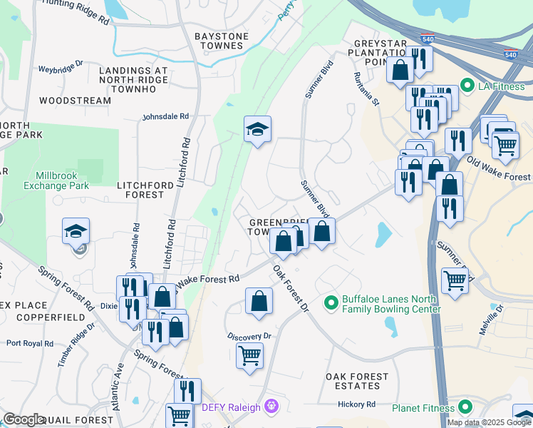 map of restaurants, bars, coffee shops, grocery stores, and more near 137 Times Drive in Raleigh