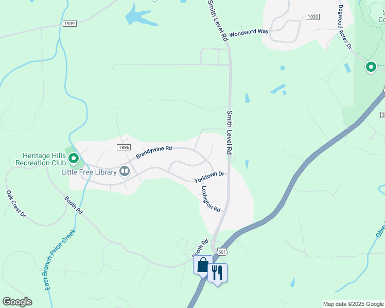 map of restaurants, bars, coffee shops, grocery stores, and more near 204 Brandywine Road in Chapel Hill