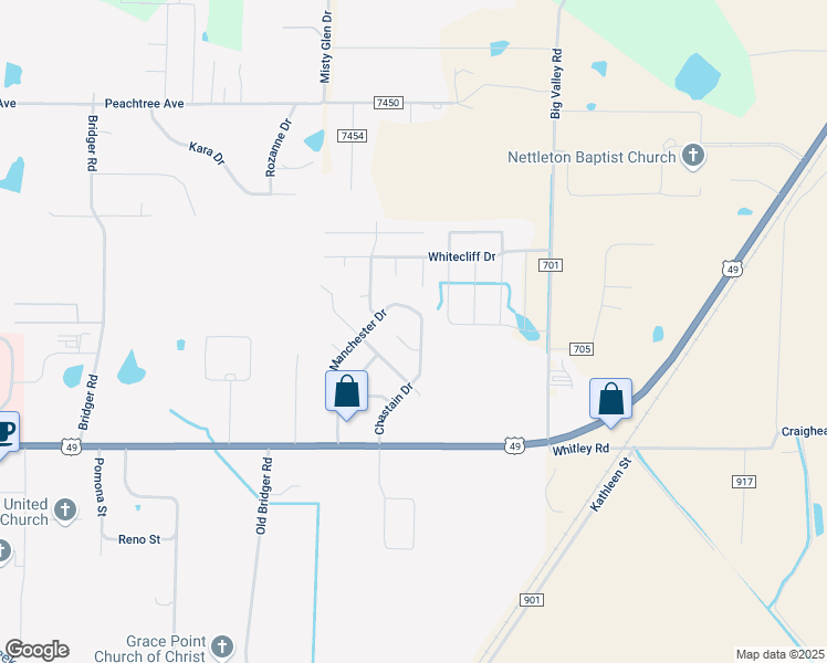 map of restaurants, bars, coffee shops, grocery stores, and more near 5902 Chastain Cove in Jonesboro
