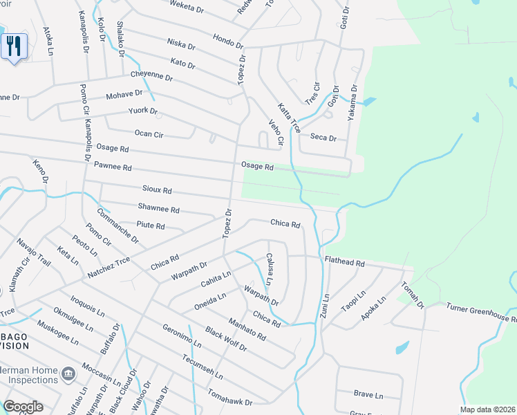 map of restaurants, bars, coffee shops, grocery stores, and more near 4112 Sioux Road in Crossville
