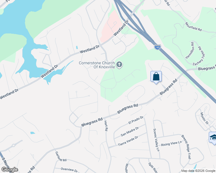 map of restaurants, bars, coffee shops, grocery stores, and more near 1209 E Woodshire Dr in Knoxville