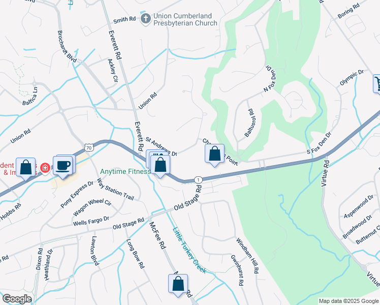 map of restaurants, bars, coffee shops, grocery stores, and more near 152 Saint Andrews Drive in Knoxville