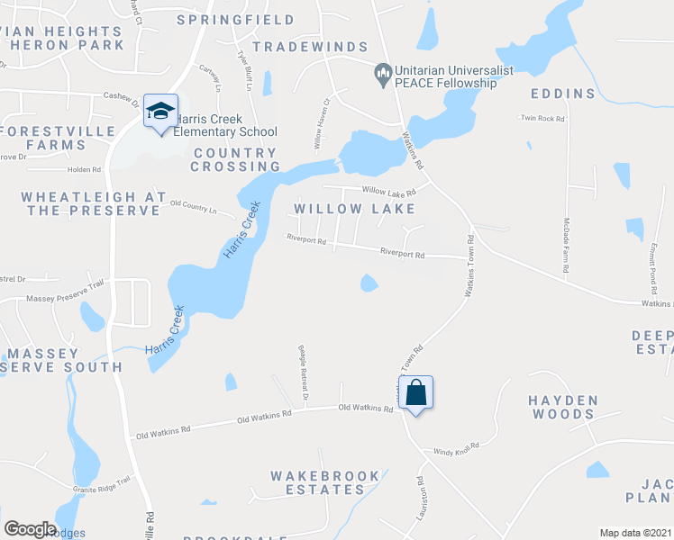 map of restaurants, bars, coffee shops, grocery stores, and more near 3033 Watkins Town Road in Raleigh