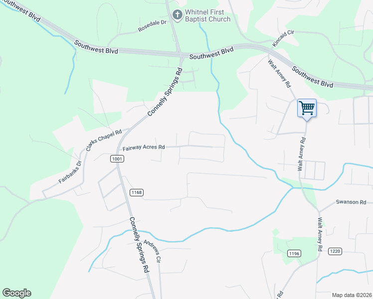 map of restaurants, bars, coffee shops, grocery stores, and more near 1501 Fairway Acres Road in Cajah's Mountain