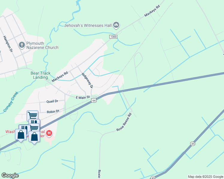 map of restaurants, bars, coffee shops, grocery stores, and more near 1577 U.S. 64 in Plymouth