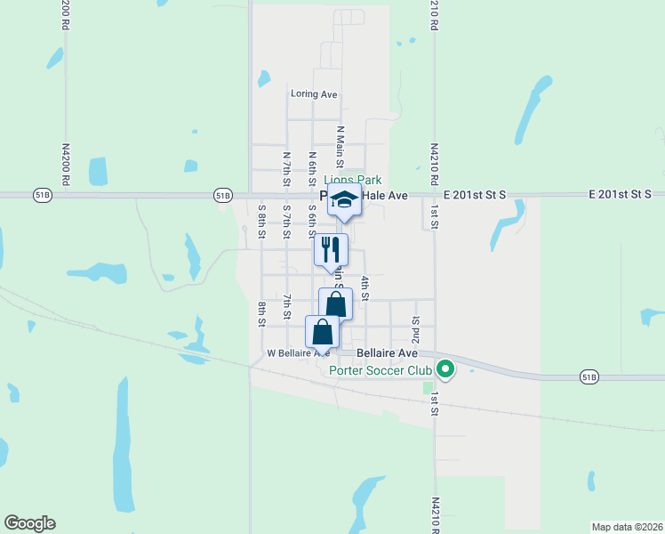 map of restaurants, bars, coffee shops, grocery stores, and more near 338 Main Street in Redbird