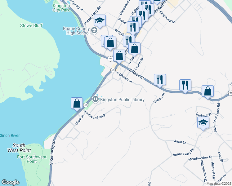 map of restaurants, bars, coffee shops, grocery stores, and more near 349 Lori Ann Lane in Kingston