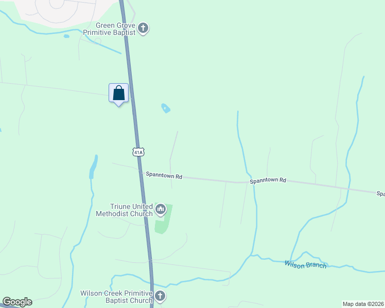 map of restaurants, bars, coffee shops, grocery stores, and more near 2912 Spanntown Road in Arrington