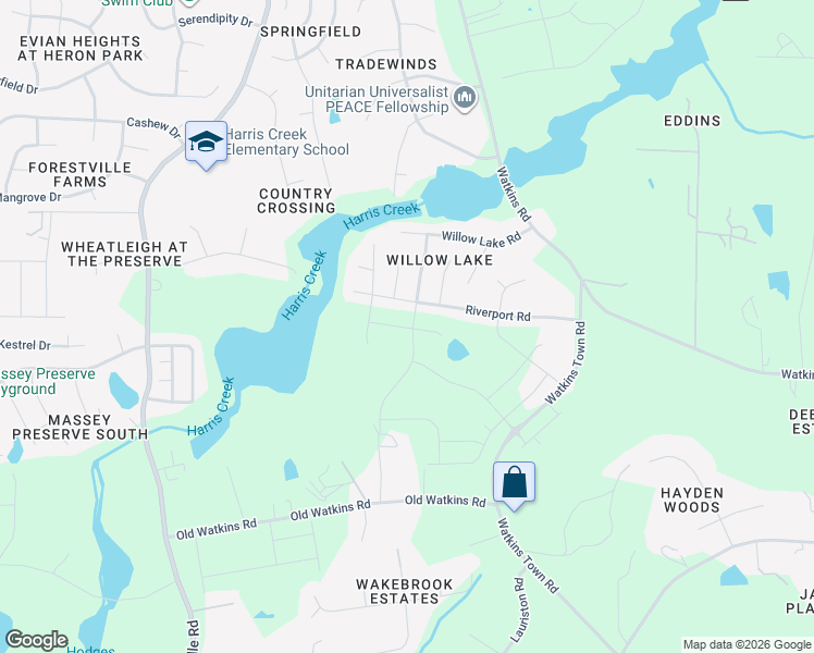 map of restaurants, bars, coffee shops, grocery stores, and more near 3033 Watkins Town Road in Raleigh