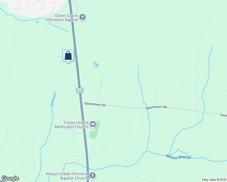 map of restaurants, bars, coffee shops, grocery stores, and more near 2912 Spanntown Road in Arrington