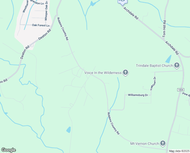 map of restaurants, bars, coffee shops, grocery stores, and more near Robbins Country Road in Trinity