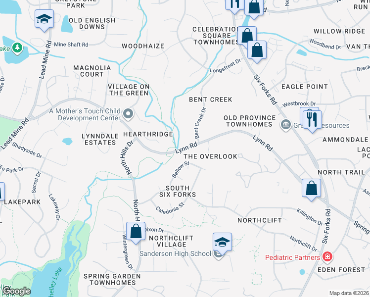 map of restaurants, bars, coffee shops, grocery stores, and more near 703 Lynn Road in Durham