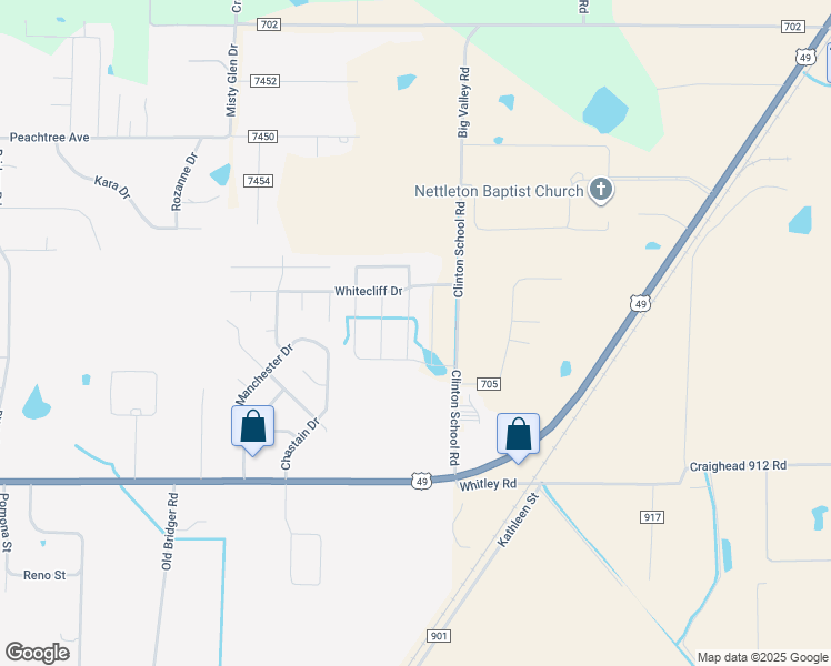 map of restaurants, bars, coffee shops, grocery stores, and more near 4590 Edinburg Drive in Jonesboro