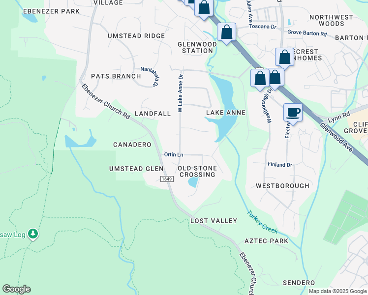 map of restaurants, bars, coffee shops, grocery stores, and more near 6504 West Lake Anne Drive in Raleigh
