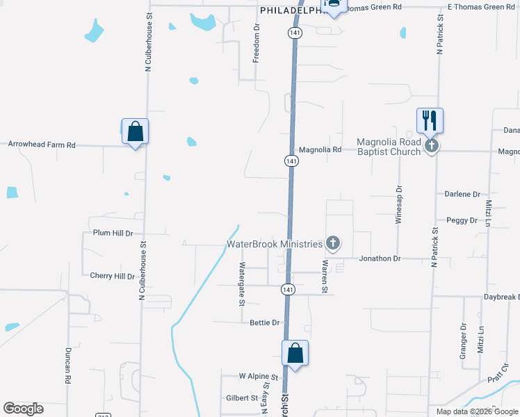 map of restaurants, bars, coffee shops, grocery stores, and more near 122 Coleman Drive in Jonesboro