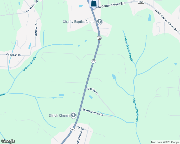 map of restaurants, bars, coffee shops, grocery stores, and more near 1445 North Carolina 150 in Lexington