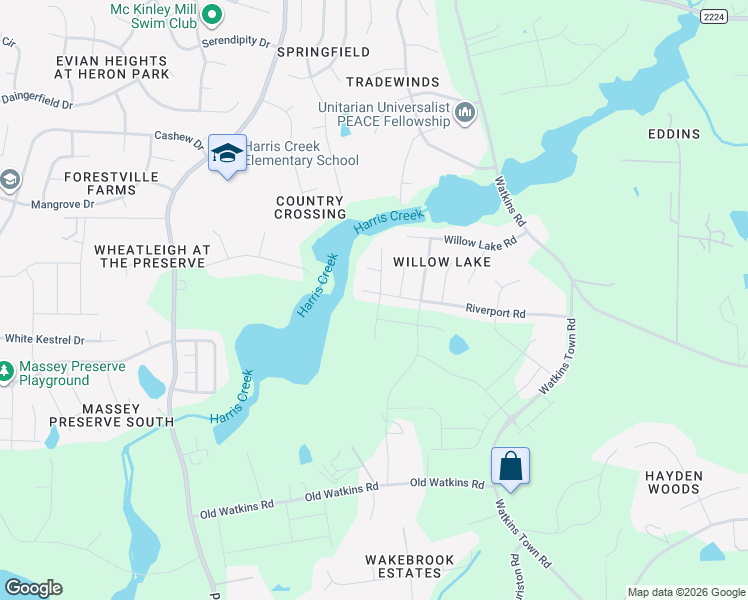 map of restaurants, bars, coffee shops, grocery stores, and more near 3200 Sandy Bluff Road in Raleigh