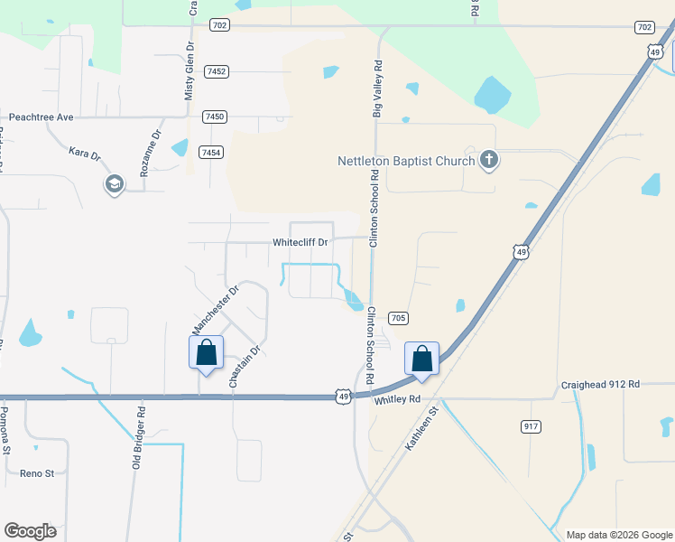 map of restaurants, bars, coffee shops, grocery stores, and more near 4590 Edinburg Drive in Jonesboro