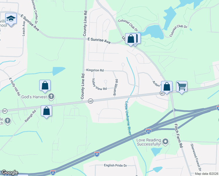 map of restaurants, bars, coffee shops, grocery stores, and more near 4232 Valley View Road in Thomasville