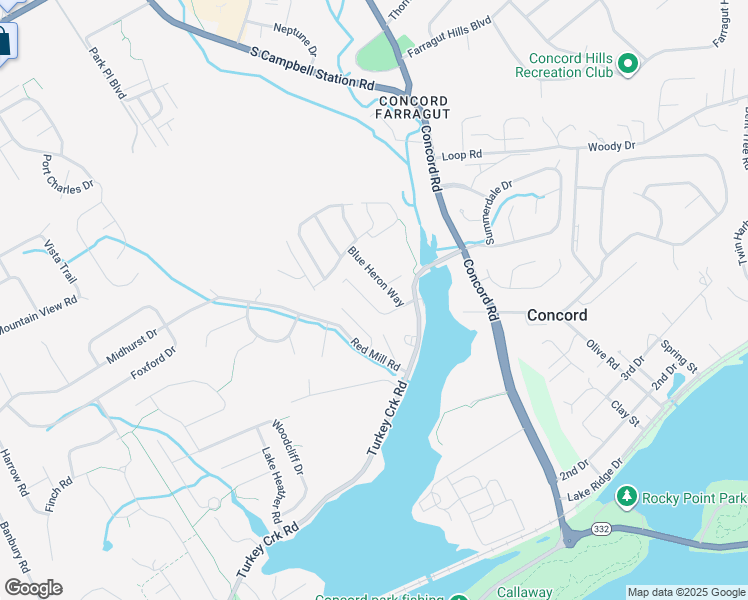 map of restaurants, bars, coffee shops, grocery stores, and more near 720 Harbor Way in Knoxville