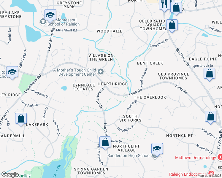map of restaurants, bars, coffee shops, grocery stores, and more near 933 Hearthridge Court in Raleigh
