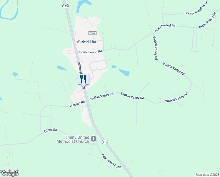 map of restaurants, bars, coffee shops, grocery stores, and more near 149 Yadkin Valley Road in Statesville
