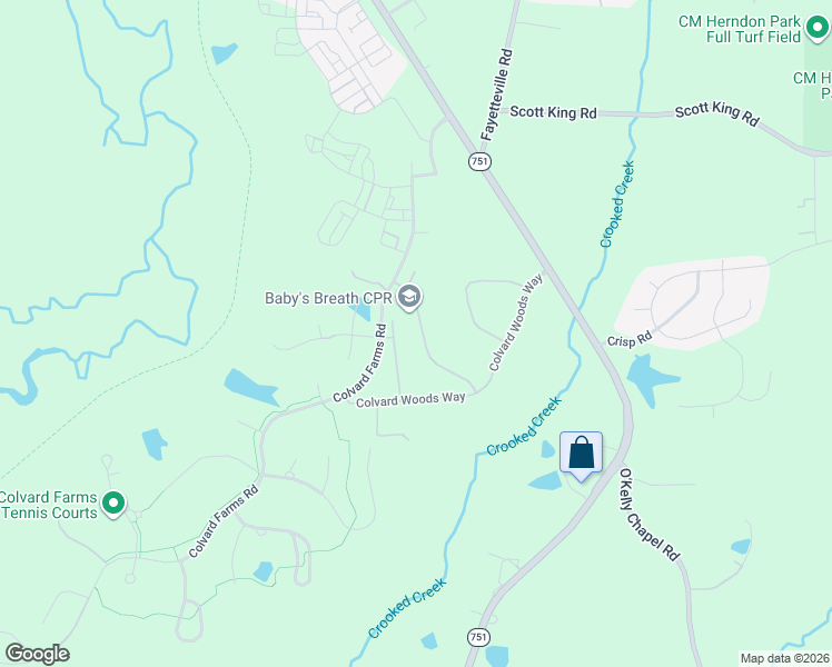 map of restaurants, bars, coffee shops, grocery stores, and more near 477 Colvard Farms Road in Durham