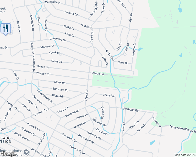 map of restaurants, bars, coffee shops, grocery stores, and more near 5311 Pawnee Road in Crossville
