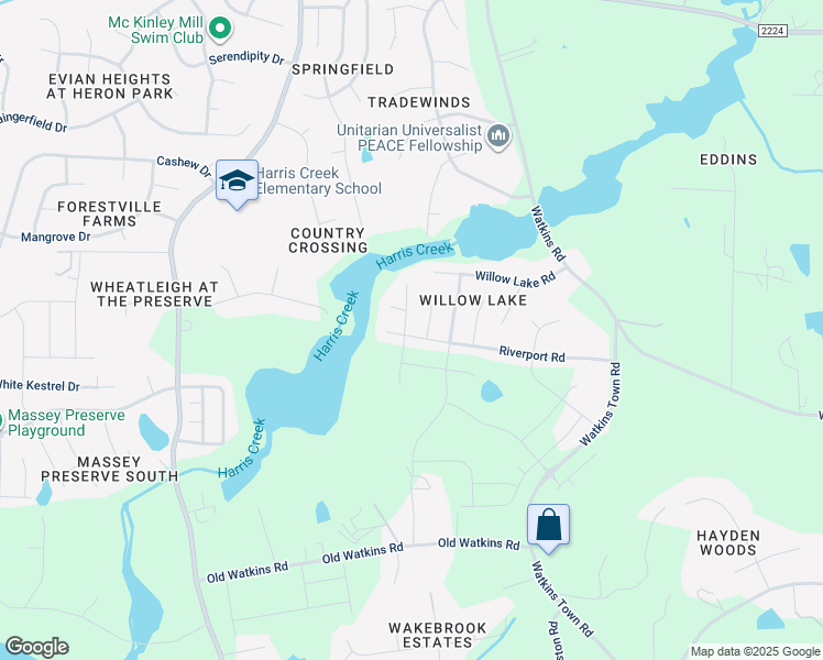 map of restaurants, bars, coffee shops, grocery stores, and more near 3200 Sandy Bluff Road in Raleigh