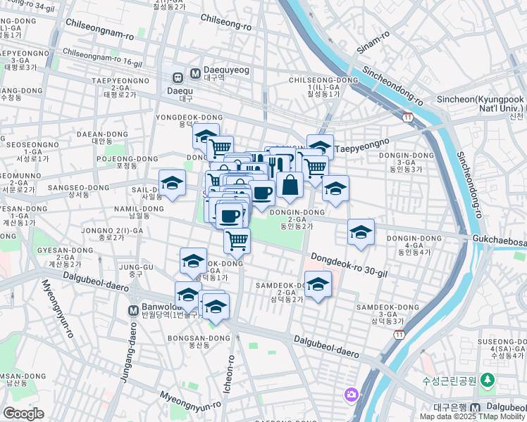 map of restaurants, bars, coffee shops, grocery stores, and more near in 