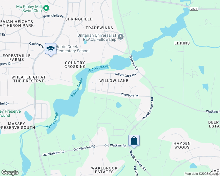 map of restaurants, bars, coffee shops, grocery stores, and more near 3205 Peachford Lane in Raleigh