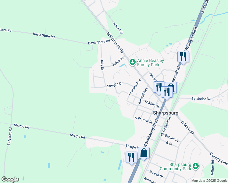 map of restaurants, bars, coffee shops, grocery stores, and more near 108 Kentucky Avenue in Rocky Mount