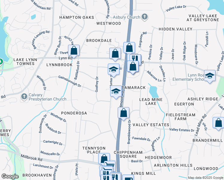 map of restaurants, bars, coffee shops, grocery stores, and more near 6149 Jeffreys Grove School Road in Raleigh