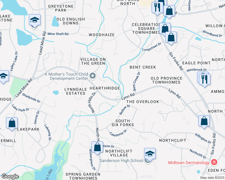 map of restaurants, bars, coffee shops, grocery stores, and more near 908 Hearthridge Court in Raleigh