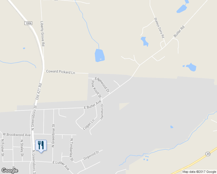 map of restaurants, bars, coffee shops, grocery stores, and more near 531 Edgewood Drive in Liberty