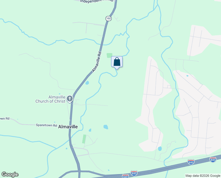 map of restaurants, bars, coffee shops, grocery stores, and more near 7477 Almaville Road in Arrington
