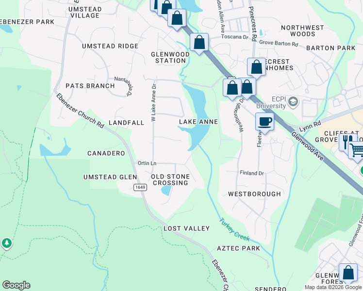 map of restaurants, bars, coffee shops, grocery stores, and more near 8105 Park Side Drive in Raleigh