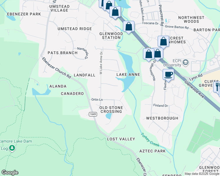 map of restaurants, bars, coffee shops, grocery stores, and more near 8125 Park Side Drive in Raleigh