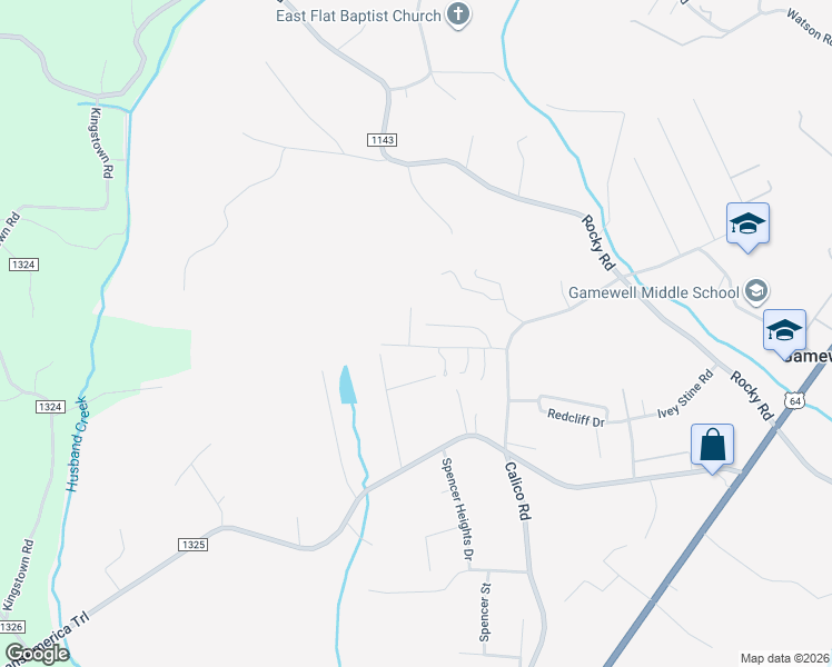 map of restaurants, bars, coffee shops, grocery stores, and more near 210-2630 Highland Way in Lenoir