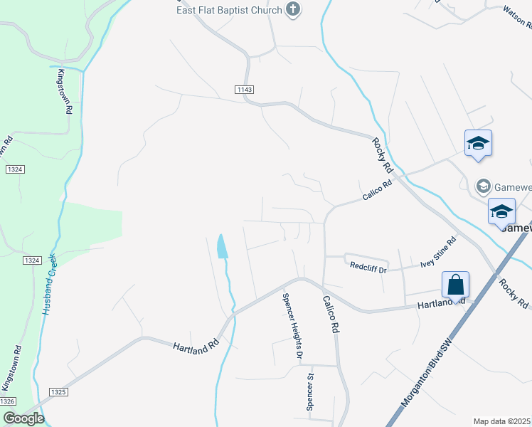 map of restaurants, bars, coffee shops, grocery stores, and more near 210-2630 Highland Way in Lenoir