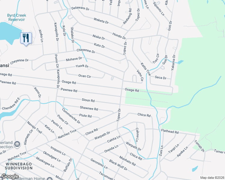 map of restaurants, bars, coffee shops, grocery stores, and more near 5257 Pawnee Road in Crossville