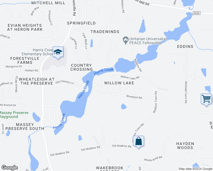 map of restaurants, bars, coffee shops, grocery stores, and more near 3209 Leebrook Road in Raleigh