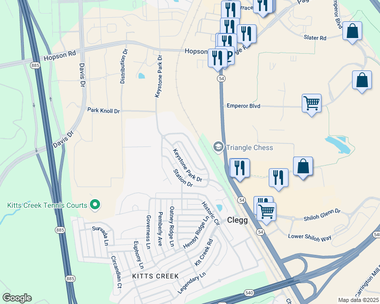 map of restaurants, bars, coffee shops, grocery stores, and more near in Morrisville